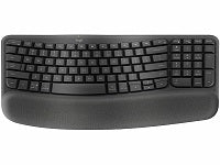 Logitech Wave Keys Wireless Ergonomic Keyboard with Cushioned Palm Rest, Graphite  -  Teclado  - 920-011898